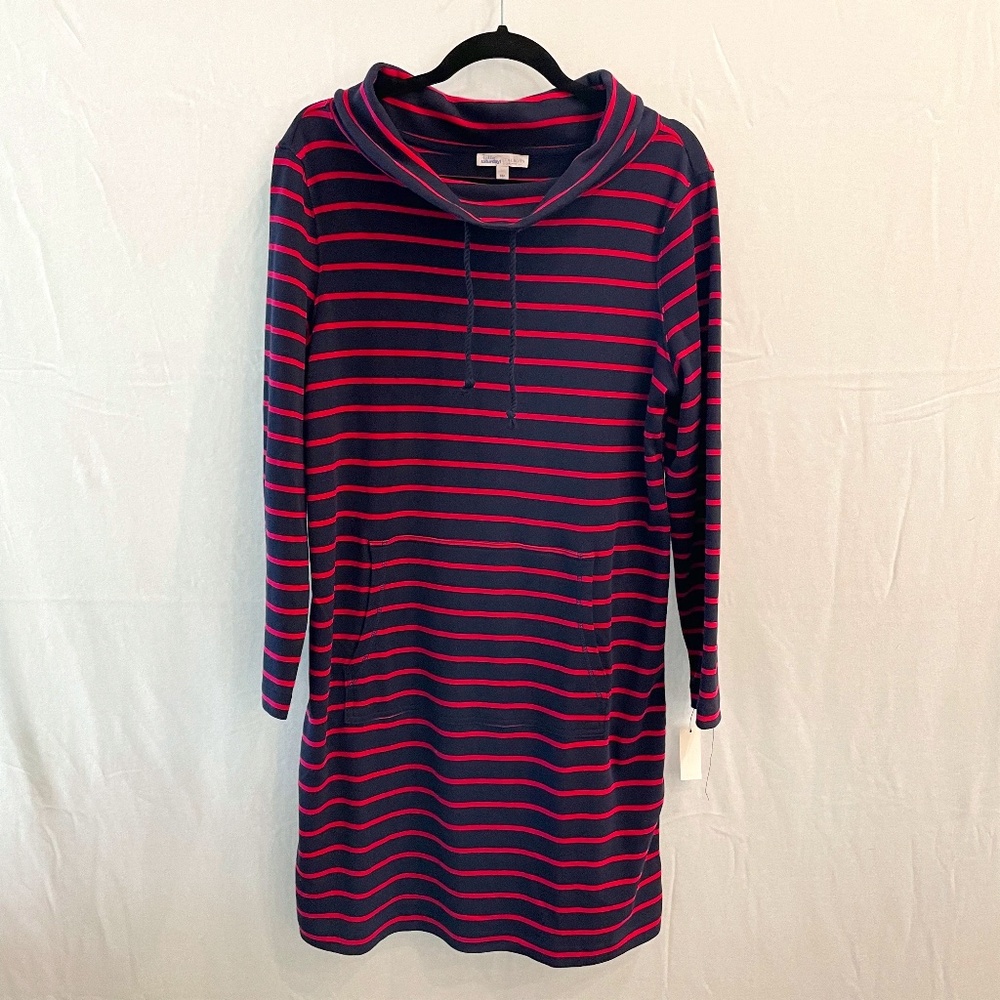 TALBOTS Womens Medium Petite Long Sleeve Jersey Knit Funnel Neck Dress NEW